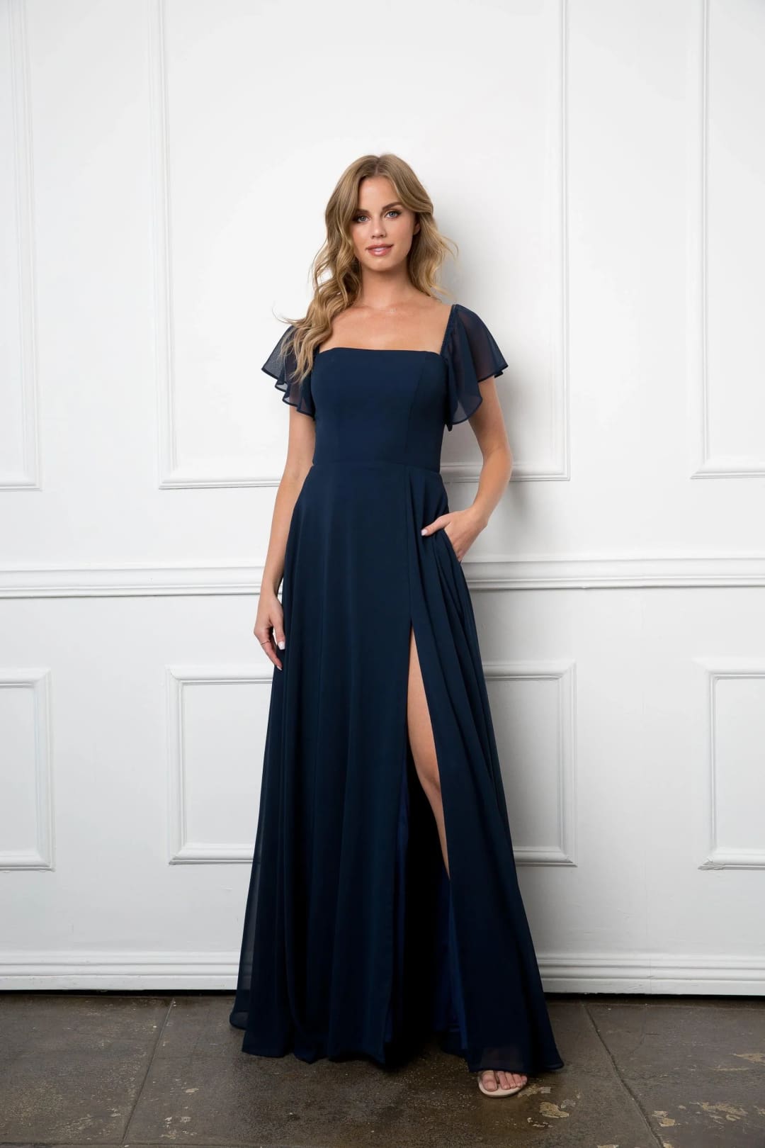 Eva USA 3454 Long Formal Bridesmaids Chiffon Evening Gown - Long Bridesmaids Dress