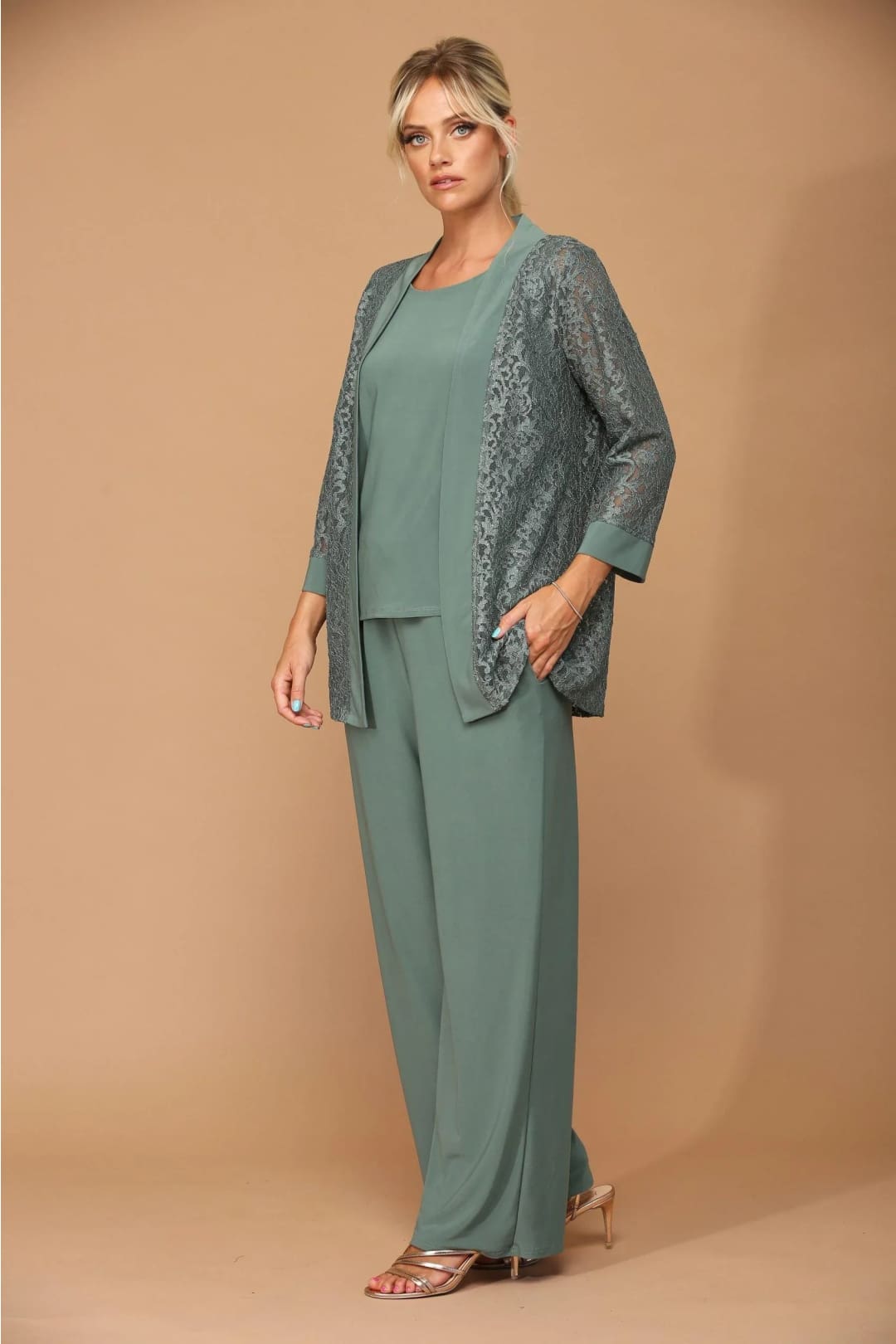 Eva USA 3455 Long Formal Mother of the Bride Jacket Pant Suit - Pant Suit
