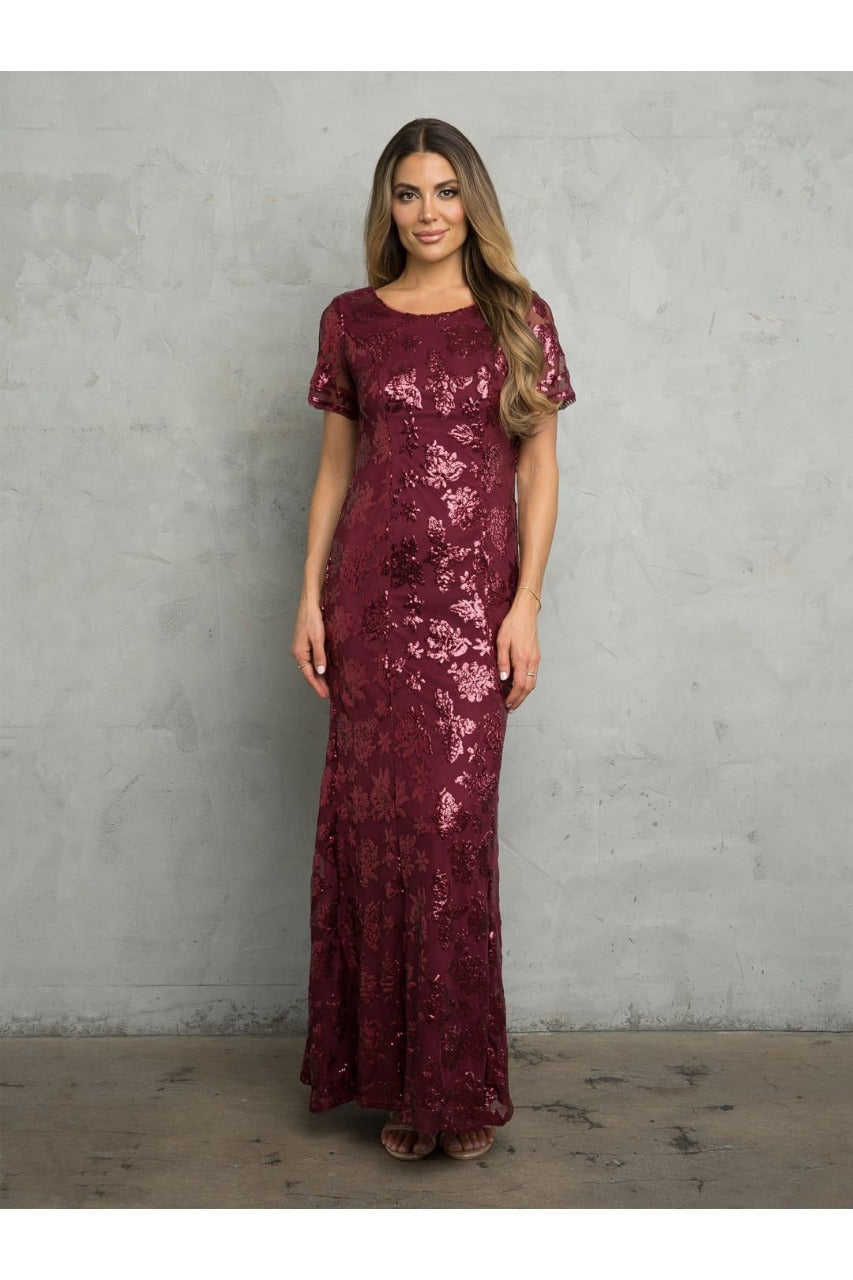 Vestido de madre de la novia plateado de manga corta Stella Couture 22062 - Nueva colección