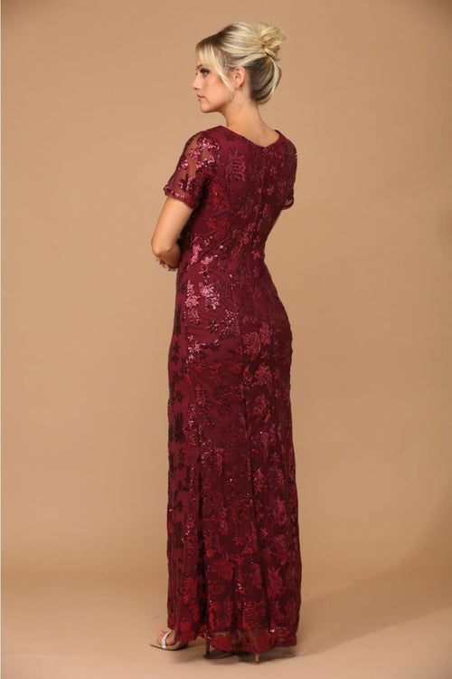 Eva USA 3456 Sequin Mother of the Bride Sheath Evening Gown - Dress