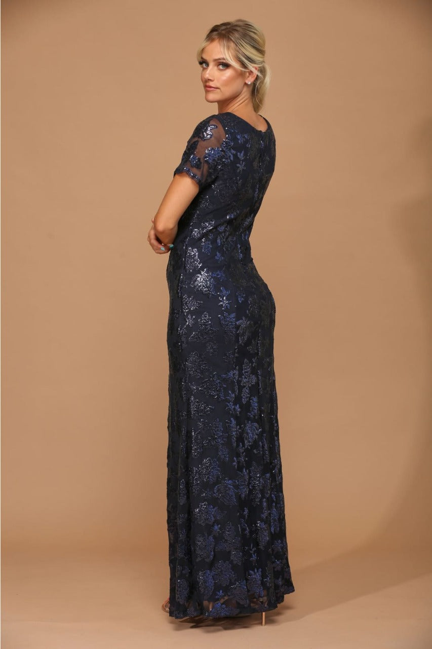 Eva USA 3456 Sequin Mother of the Bride Sheath Evening Gown - Dress