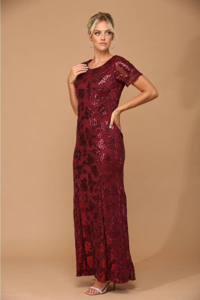 Eva USA 3456 Sequin Mother of the Bride Sheath Evening Gown - Dress
