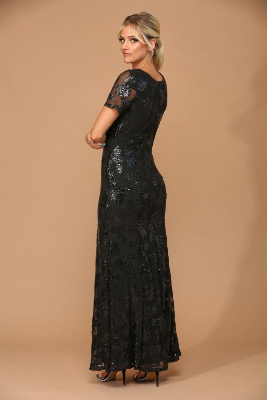 Vestido de madre de la novia plateado de manga corta Stella Couture 22062 - Nueva colección