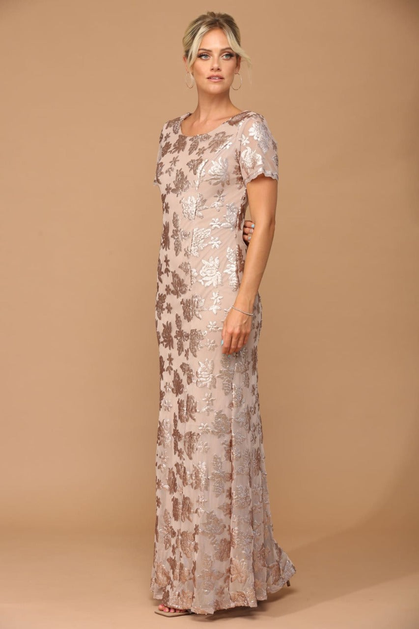 Vestido de madre de la novia plateado de manga corta Stella Couture 22062 - Nueva colección
