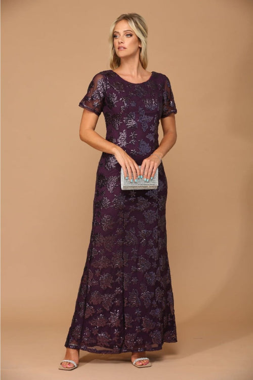 Eva USA 3456 Sequin Mother of the Bride Sheath Evening Gown - Dress