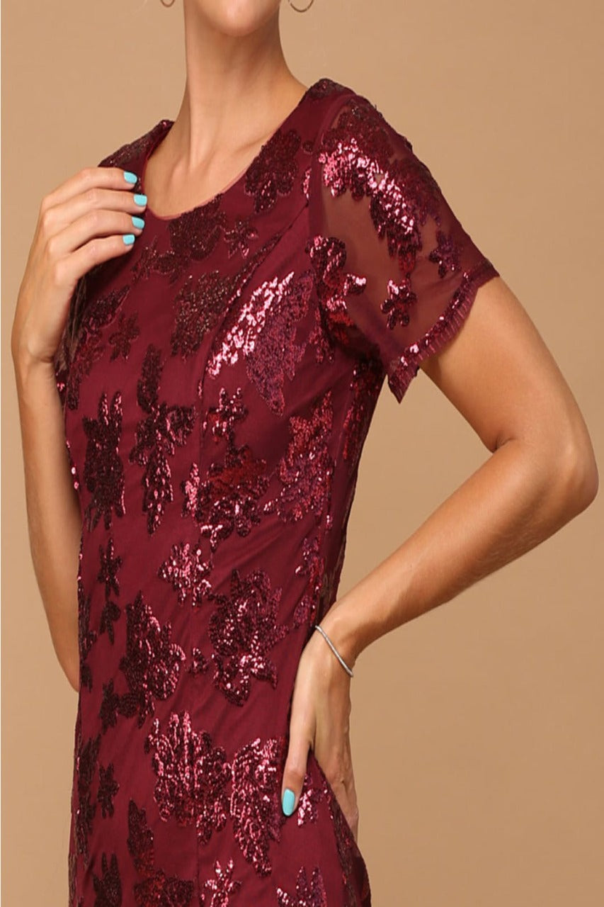 Vestido de madre de la novia plateado de manga corta Stella Couture 22062 - Nueva colección