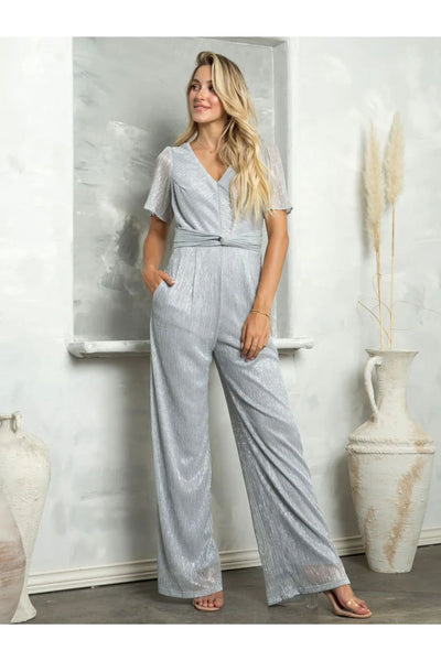 Eva USA 3467 Long Formal Evening Jumpsuit - Silver / S - Jumpsuit