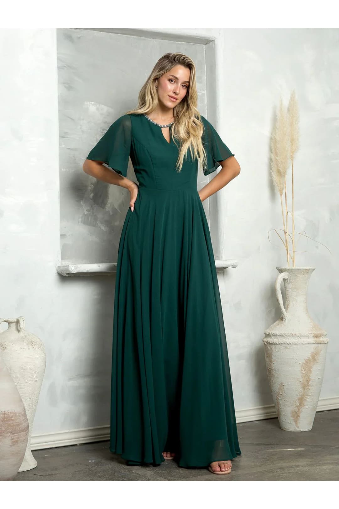 Eva USA 3468 Long Beaded Mother of the Bride Formal Dress - Hunter Green / S - Mother of the Bride Dresses