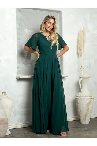 Eva USA 3468 Long Beaded Mother of the Bride Formal Dress - Hunter Green / S - Mother of the Bride Dresses