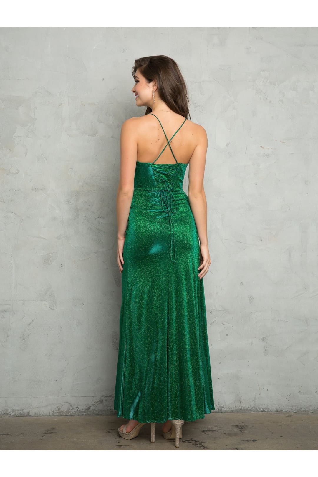 Eva USA 3469 Long Glitter Fitted Formal Prom Dress - Prom Dresses