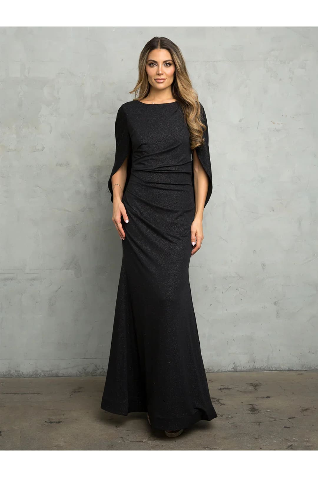 Eva USA 3470 Long Formal Glitter Mother of the Bride Dress - Black / S - Mother of the Bride Dresses
