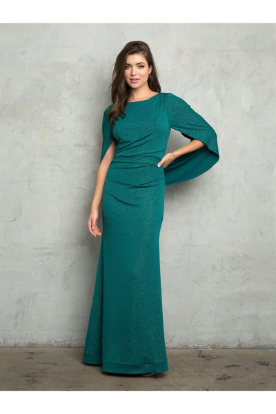 Eva USA 3470 Long Formal Glitter Mother of the Bride Dress - Hunter Green / S - Mother of the Bride Dresses