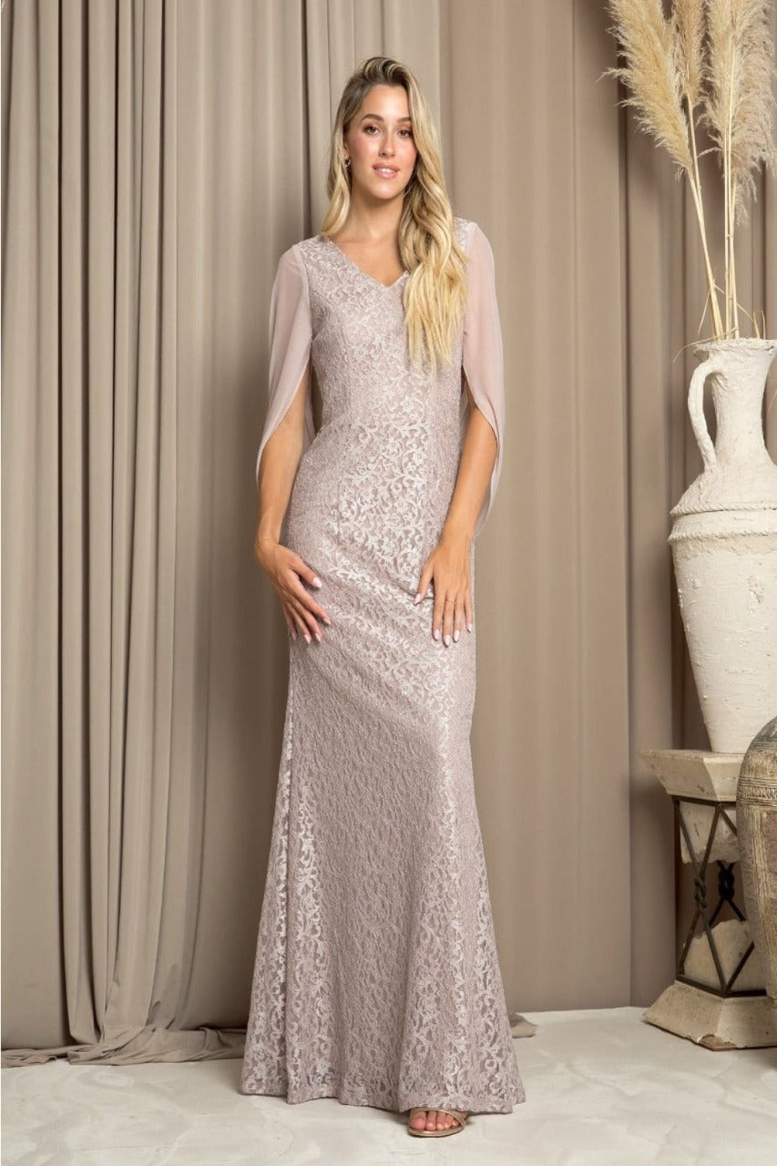Eva USA 3471 Chiffon Cowl Back Mother of the Bride Long Dress - Dress