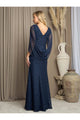 Eva USA 3471 Chiffon Cowl Back Mother of the Bride Long Dress - Dress