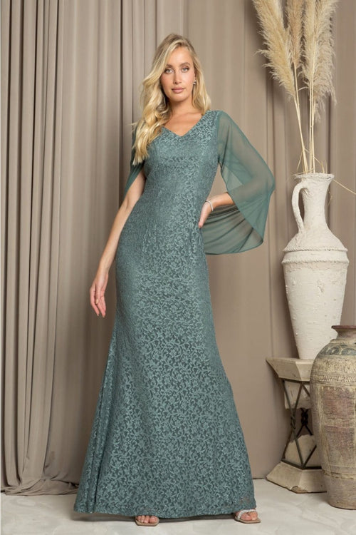 Eva USA 3471 Chiffon Cowl Back Mother of the Bride Long Dress - Dress