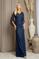 Eva USA 3471 Chiffon Cowl Back Mother of the Bride Long Dress - Dress