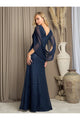Eva USA 3471 Chiffon Cowl Back Mother of the Bride Long Dress - Dress