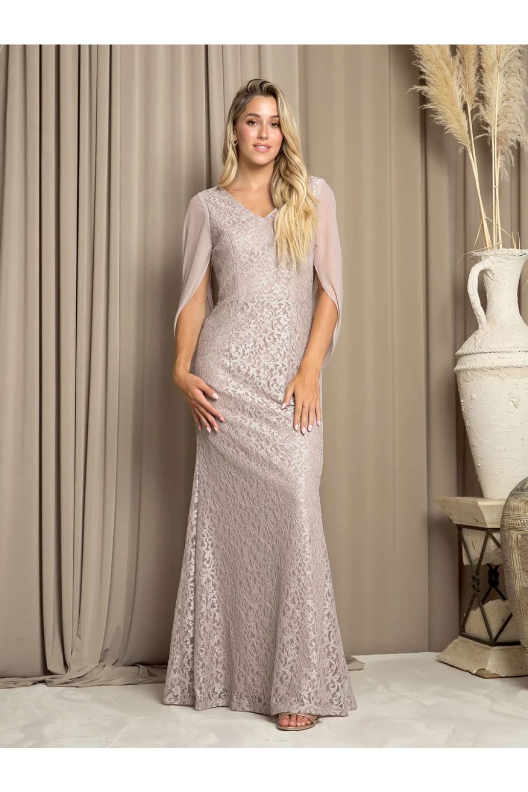 Eva USA 3471 Formal Long Mother of the Bride Dress - Cocoa / S - Mother of the Bride Dresses