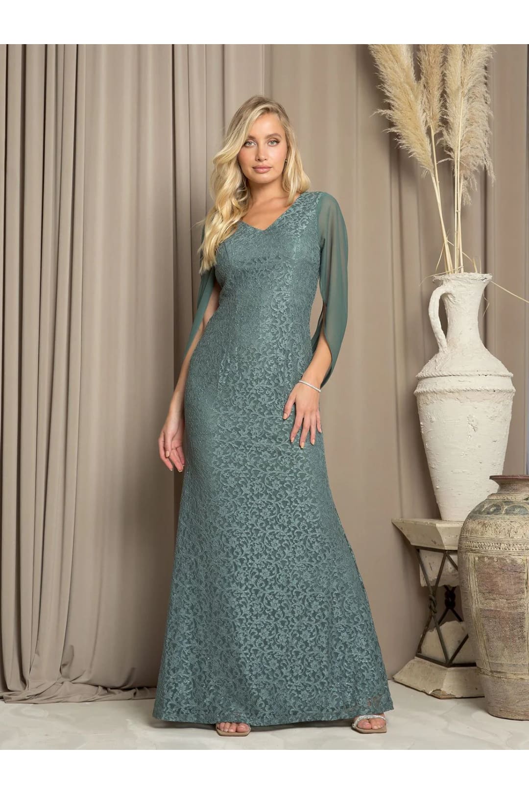 Eva USA 3471 Formal Long Mother of the Bride Dress - Eucalyptus / S - Mother of the Bride Dresses