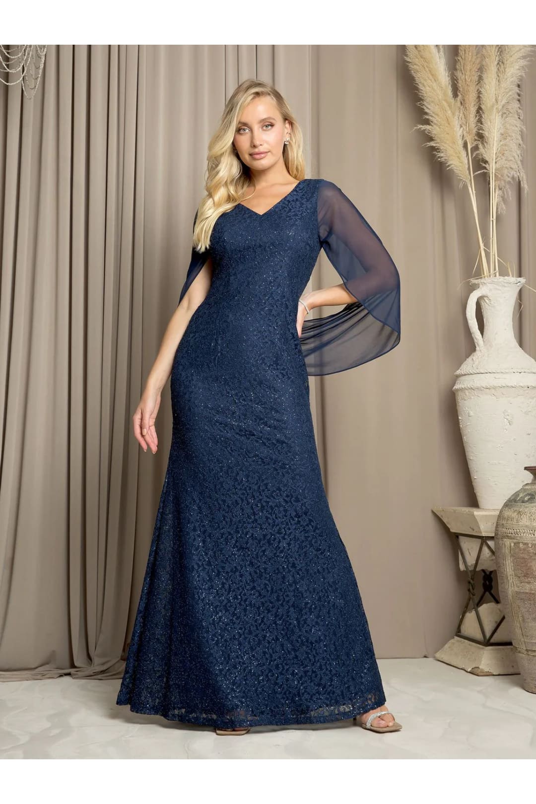 Eva USA 3471 Formal Long Mother of the Bride Dress - Navy / S - Mother of the Bride Dresses