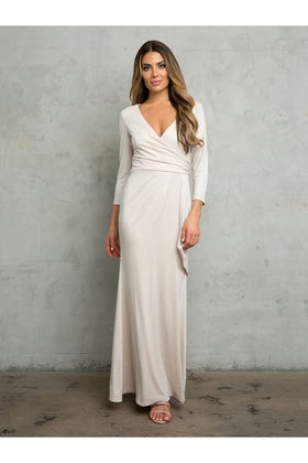 Clearance Platinum Size XL Long Glitter Mother of the Bride Formal Dress By Eva USA 3472