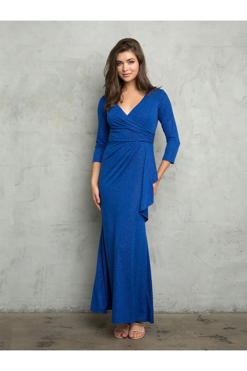 Eva USA 3472 Glitter Long Mother of the Bride Formal Dress - Royal / S - Mother of the Bride Dresses