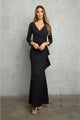 Eva USA 3472 V-Neck 3/4 Sleeve MOB Formal Dress - BLACK / S - Dress