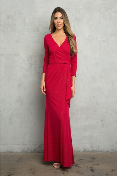 Eva USA 3472 V-Neck 3/4 Sleeve MOB Formal Dress - Dress