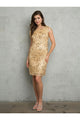 Eva USA 3473 Short Mother of the Bride Lace Dress - Champagne / M - Mother of the Bride Dresses