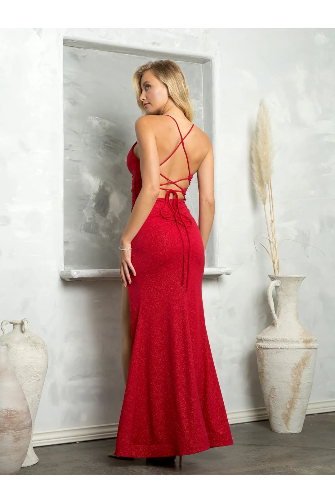 Eva USA 3476 Long Formal Fitted Glitter Prom Dress - Prom Dresses