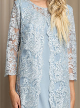 Eva USA 3479 Knee-Length Mother of the Bride Cocktail Jacket Dress