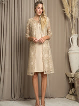 Eva USA 3479 Knee-Length Mother of the Bride Cocktail Jacket Dress