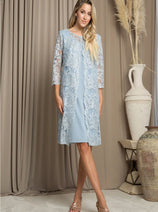 Eva USA 3479 Knee-Length Mother of the Bride Cocktail Jacket Dress