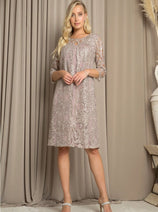 Eva USA 3479 Knee-Length Mother of the Bride Cocktail Jacket Dress