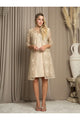 Eva USA 3479 Short Metallic Jacket Mother of the Bride Dress - Champagne / M - Mother of the Bride Dresses