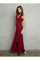 Eva USA 3482 Long Slit Fitted Formal Prom Dress - Burgundy / XS - Prom Dresses