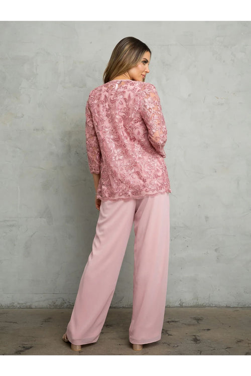 Eva USA 3483 Long Formal Floral Jacket Pant Suit - Pant Suit
