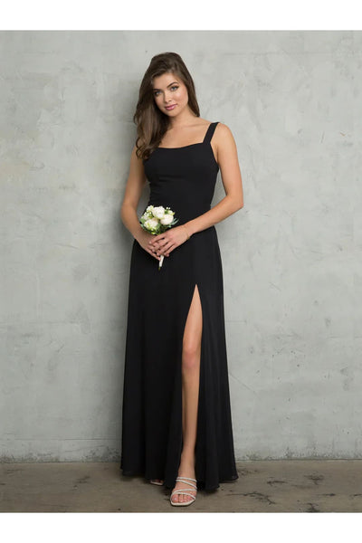 Eva USA 3485 Bridesmaids Long Slit Formal Dress - Black / XS - Formal Dresses