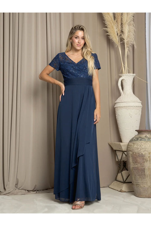 Eva USA 3486 Long A Line Formal Mother of the Bride Dress - Mother of the Bride Dresses