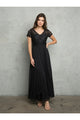 Eva USA 3486 Long A Line Formal Mother of the Bride Dress - Black / M - Mother of the Bride Dresses