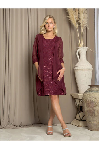 Eva USA 3490 Short Plus Size Two Piece Jacket Dress - Plus Size Dresses