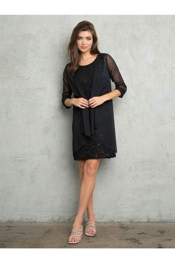 Eva USA 3490 Two Piece Short Mother of the Bride Dress - Black / M - Mother of the Bride Dresses