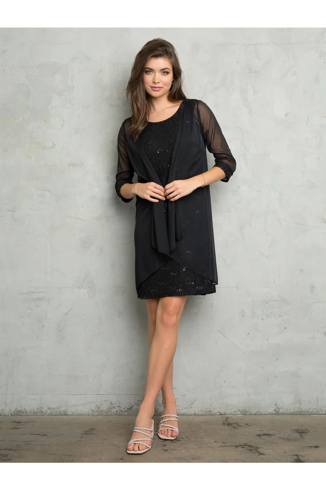 Eva USA 3490 Two Piece Short Mother of the Bride Dress - Black / M - Mother of the Bride Dresses