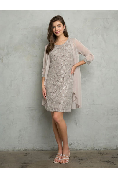 Eva USA 3490 Two Piece Short Mother of the Bride Dress - Sand / M - Mother of the Bride Dresses
