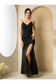 Prom Dresses Long Fitted Formal Slit Prom Dress   Black