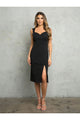 Eva USA 3493 Short Fitted Midi Cocktail Dress - Black / S - Cocktail Dresses
