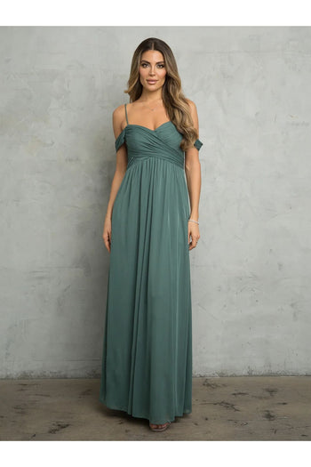 Eva USA 3494 Long A Line Formal Prom Dress - Eucalyptus / S - Prom Dresses
