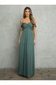 Eva USA 3494 Long A Line Formal Prom Dress - Eucalyptus / S - Prom Dresses