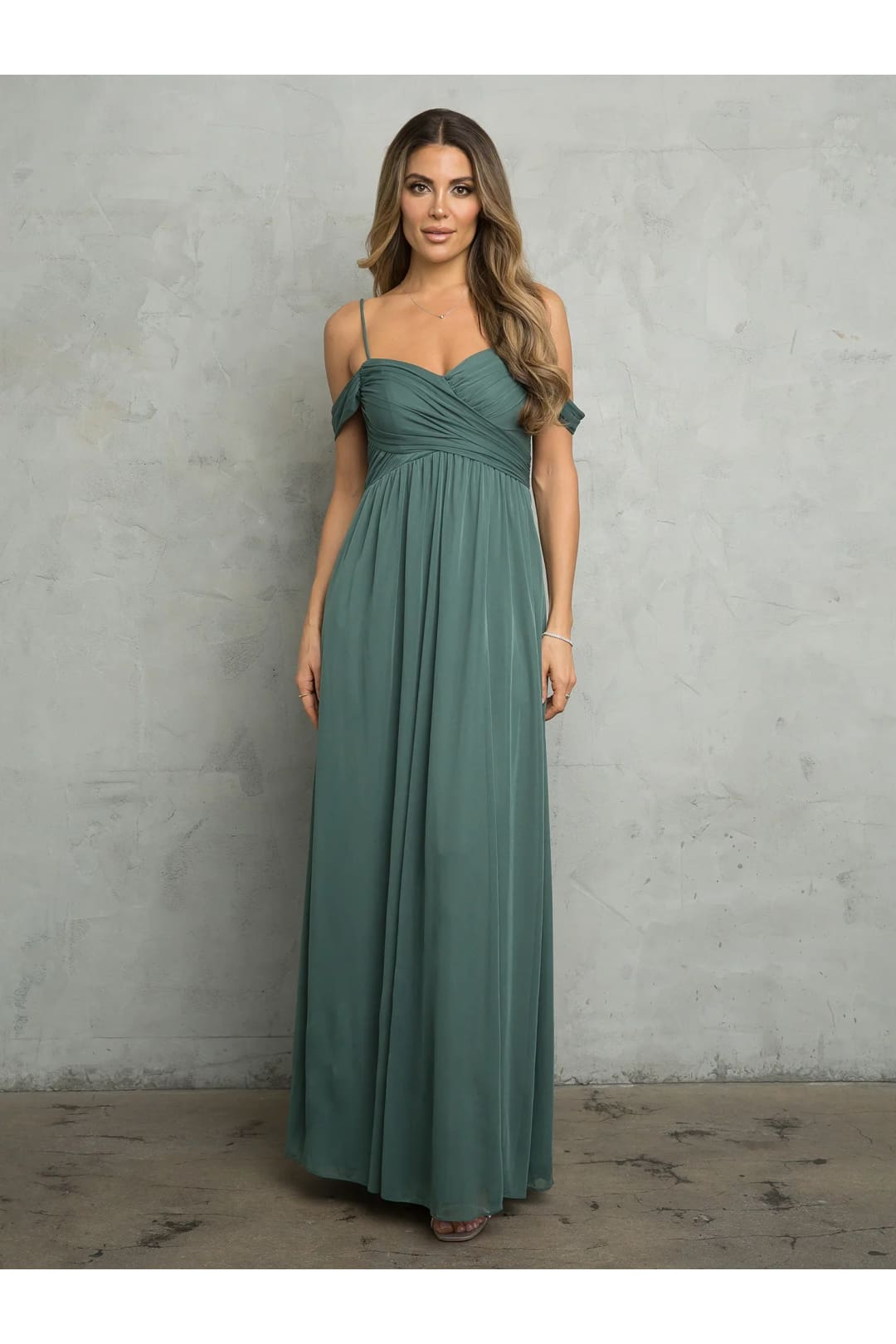 Eva USA 3494 Long A Line Formal Prom Dress - Eucalyptus / S - Prom Dresses