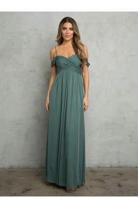 Eva USA 3494 Long A-Line Formal Prom Dress Empire Waist Evening Gown